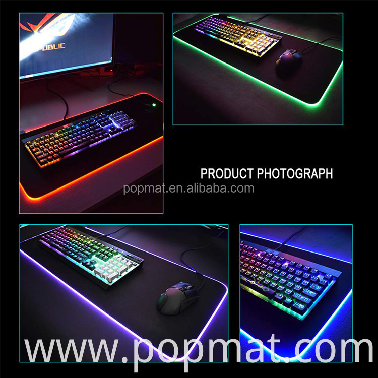 High quality Anti-slip rubber base USB luminous mouse pads customized gaming LED mouse pads